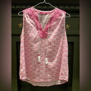 Joules Pink and White Patterned Blouse